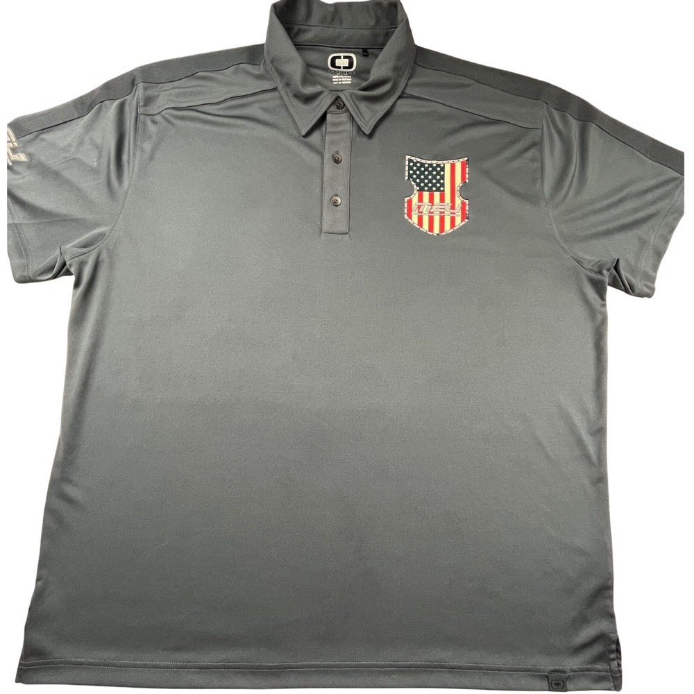 Ogio Mens Caliber 2.0 Polo Shirt 2XL Gray MEU American Flag Logo